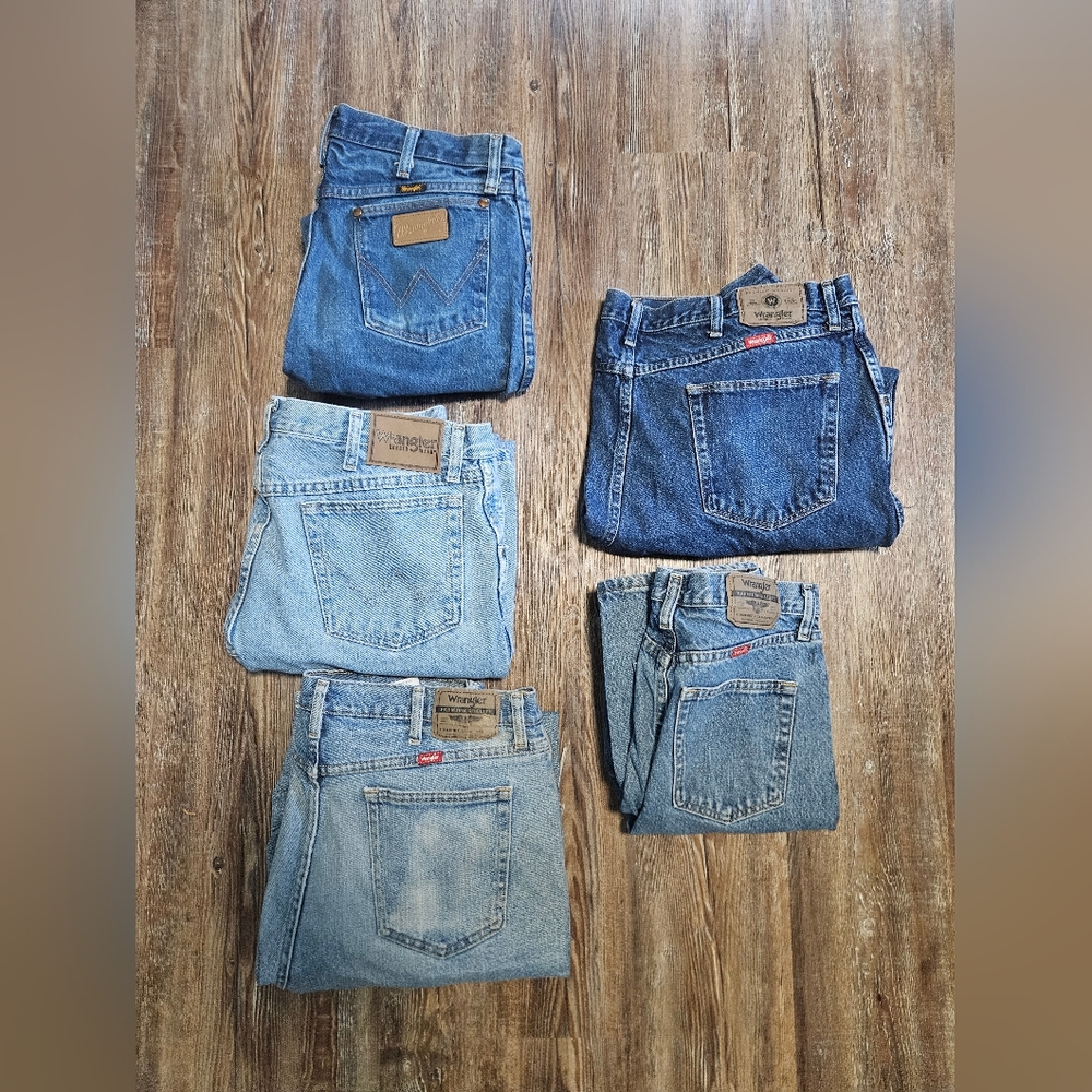 Lot Of 5 Men's Vintage Wrangler Jeans, Size 29-38